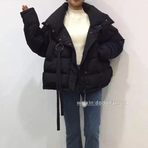 

2016 winter small circle lacing large lapel loose down wadded jacket bread service outerwear female