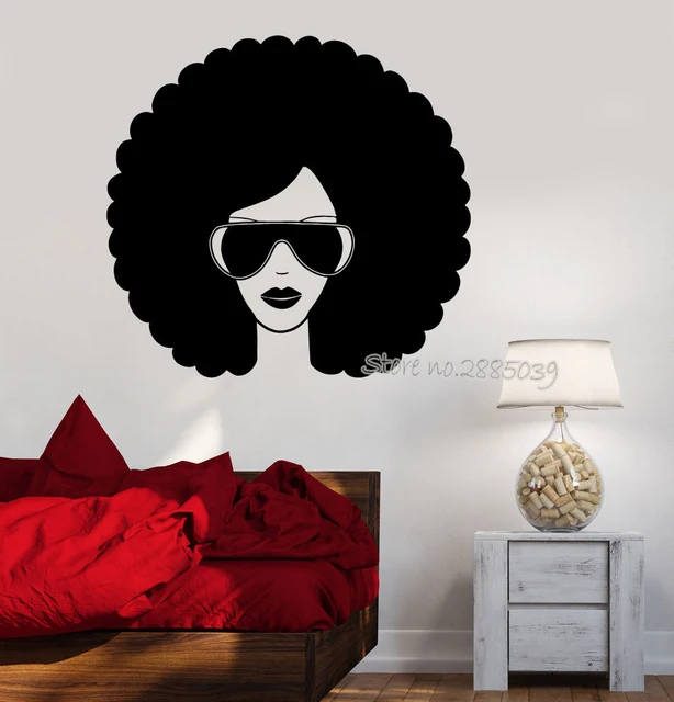 Black Afro American Girl Wall Sticker Vinyl Removable Guaranteed
