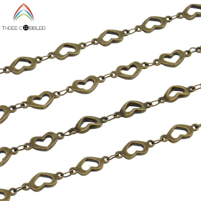 Good quality brass chain heart shaped handmade chain bronze plated high quality chain jewelry
