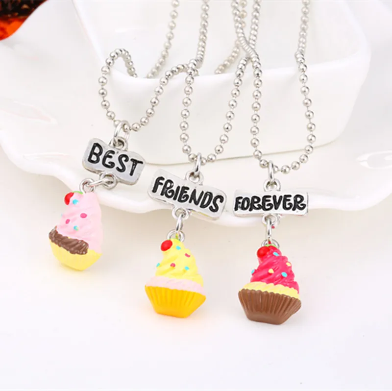 Best Friends Forever BFF pendant charm beaded chain cute strawberry ice
