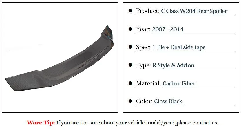 Mercedes W204 Spoiler Revozport Style C Class W204 Rear Spoiler Trunk Wing 1 (1)