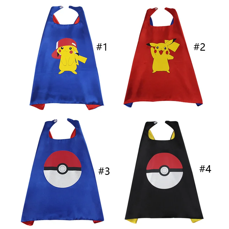 

New Halloween Party Costumes Cosplay Baby Children Pokemon Pikachu Superhero Capes Boys Girls Birthday Wear Gifts 4 styles Brand