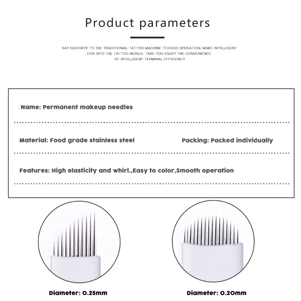 100 шт./лот белая игла serise 7/9/11/12/14 ИГЛЫ Перманентный макияж для ручного татуажа бровей Иглы лезвия