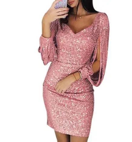 

2019 woman with New style fashion Long sleeve Set head V-neck dress