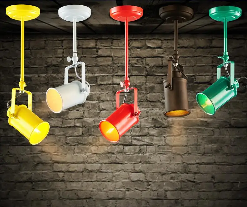 

personality long rod spotlight top Retro spotlights led track ceiling LED restaurant clothing store industrial wind creativeZCL