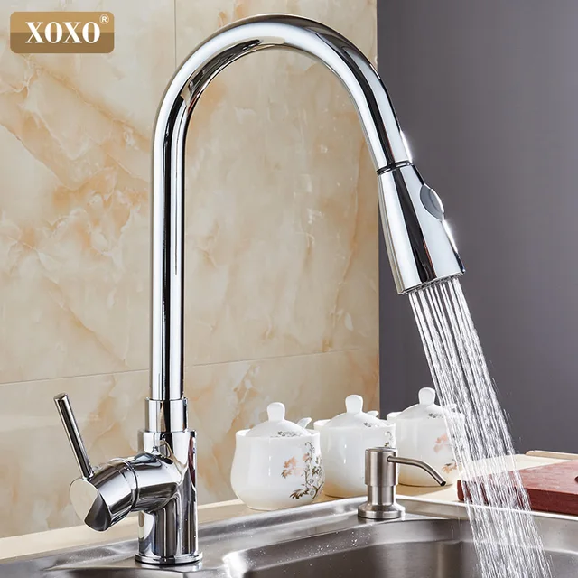 Special Offers XOXO  Kitchen Faucets chrome  Single Handle Pull Out  Kitchen Tap Single Hole Handle Swivel 360 Degree Water Mixer Tap Mixer Tap