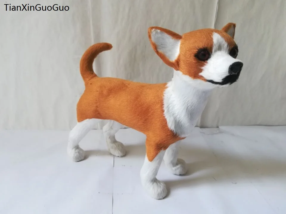 

large 21x20cm plastic&fur simultion chihuahua hard model craft home decoration toy gift w0331