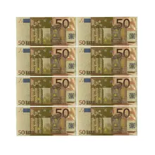 Notas de euro coloridas, 50 eur, folha de ouro para coleção e presentes, dinheiro da ue, artesanato requintado