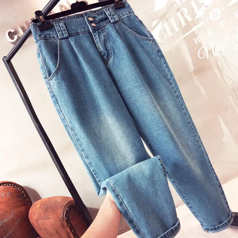 

Loose Large Size Jeans Women Denim Harem Pants Vintage High Waist Boyfriend Jeans Female Streetwear Casual Mom Jeans 5XL Q1725