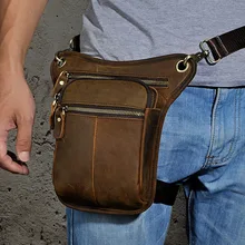 Пояса из натуральной кожи Нога падения сумка Crazy Horse/масло Воск коровьей Для мужчин Хип бум Фанни ремень пакет Винтаж Посланник Сумка поясные сумки