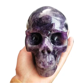 

5 inch Natural Crystal Skull Dreamy Purple Crystal Amethyst & Labradorite Simulated Hhollowed-out Skull