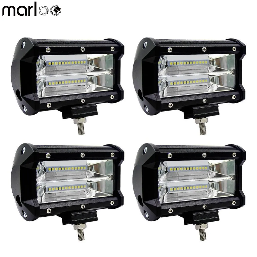 Marloo 4pcs Led Light Bar 72W 5 Inch Led Work Lights Truck Led Pods Car Led