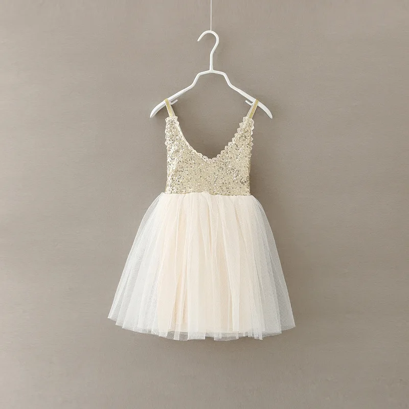 LCJMMO/платье для девочек; Новинка года; летнее кружево с золотыми пайетками на бретельках; белые вечерние платья-пачки для свадьбы; vestido; одежда для детей