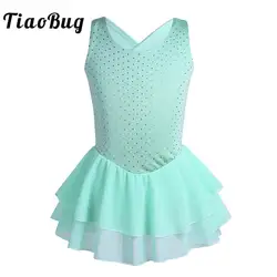 TiaoBug/Детское платье без рукавов с вырезами для катания на коньках, балетное платье-пачка для девочек, гимнастическое трико, платье для