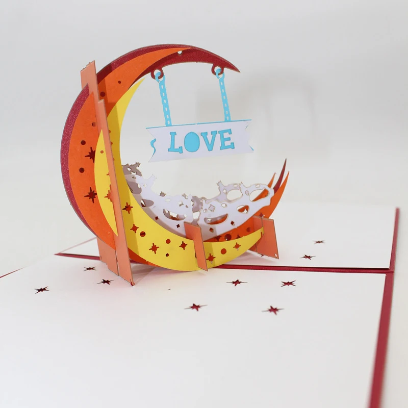  3D Handmade Moonlight Show Love Paper Invitation Greeting Cards Wedding PostCard Valentine's Day Gi - 32913976305