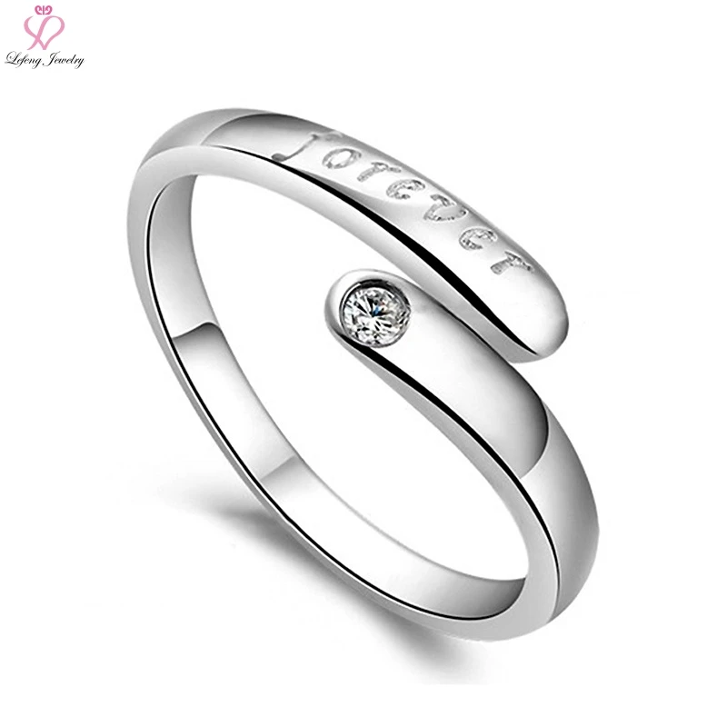Silver Plated Wedding Couple Ring Set Crystal Sign Forever Rings Women