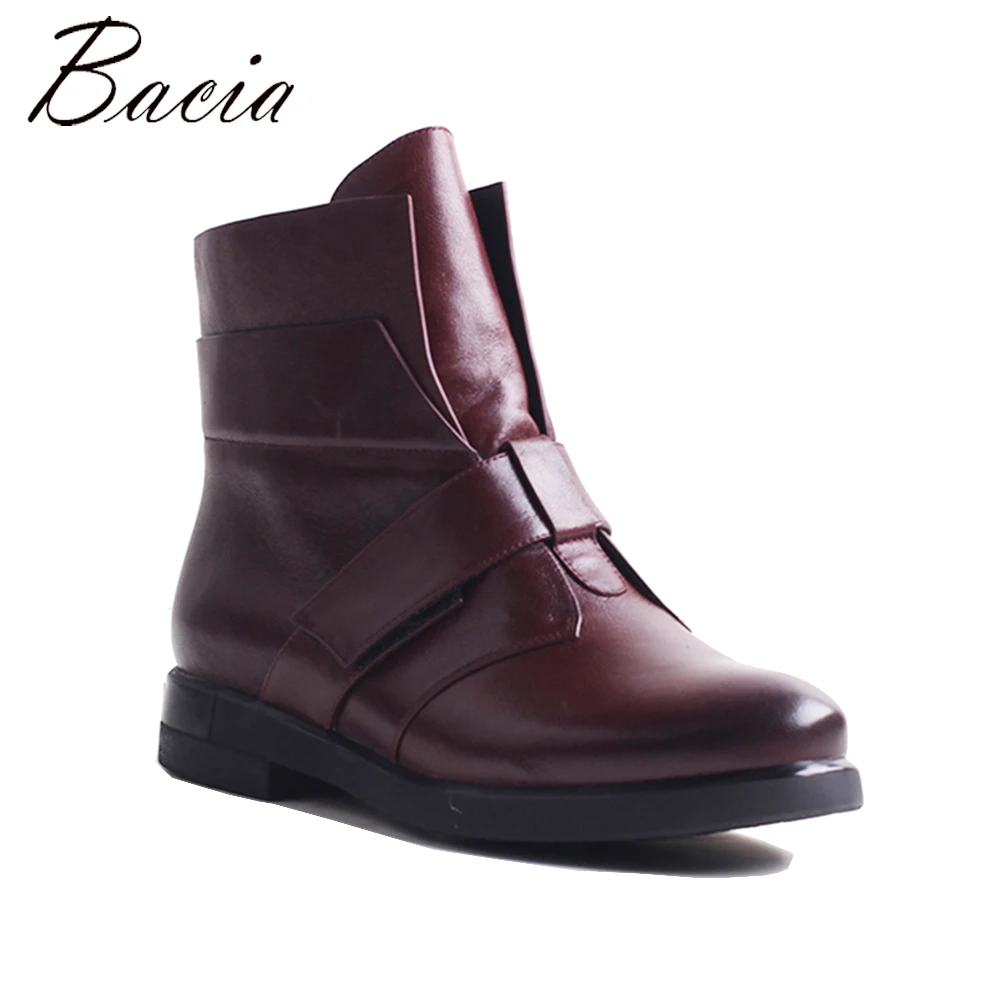 

Bacia Ankle Boots Fashion Red Shoes Handmade Good Quality Boots Spring Autumn Women Boots With Short Plush 2018 MWB004