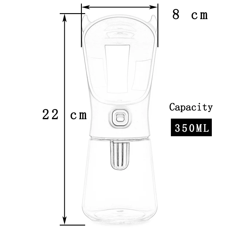 350 мл собачья дорожная бутылка для воды, диспенсер с угольным фильтром, пластиковая собака, кошка, Питательная вода, переносная уличная миска для щенка