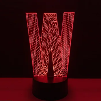 

Fashionable 3D Desk Lamp Alphabet Letter W 7 Color Changing Wireless LED Night Light USB Touch Bar Home Decoration Kid lamp Lava