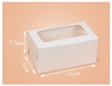 Упаковка для кексов коробки 2/4/6 кекс коробки, крафт-бумага подарочные коробки для тортов и пирожных с ПВХ окна, коробка из крафт-бумаги 20 шт./лот - Цвет: White 2 holes