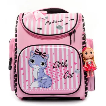 

Lovely Cat pattern School Bag for Girls Children Satchel Backpack Large fold Orthopedic EVA Hard Cartoon Mochila Escolar