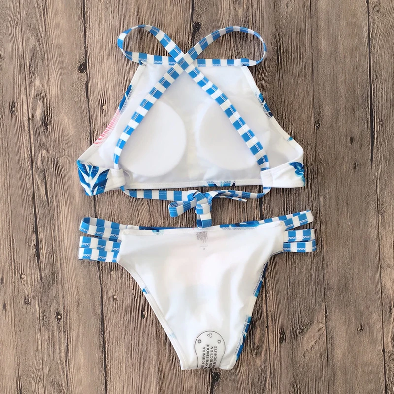 OM 2018 Sexy Bikini Women Swimsuit Push Up Swimwear Criss Cross Bandage Vintage Bikini Set Floral Beach Bathing Suit Swim Wear 32