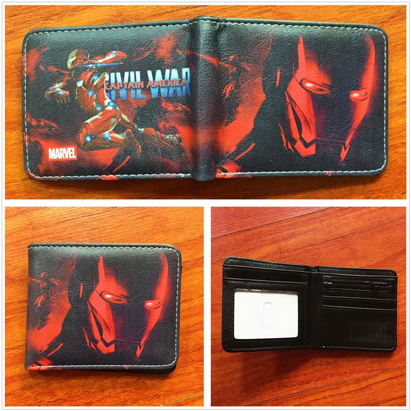 

New Marvel Superhero Iron Man Short Men Wallet high quality leather wallet Credit Card Holder purse W640