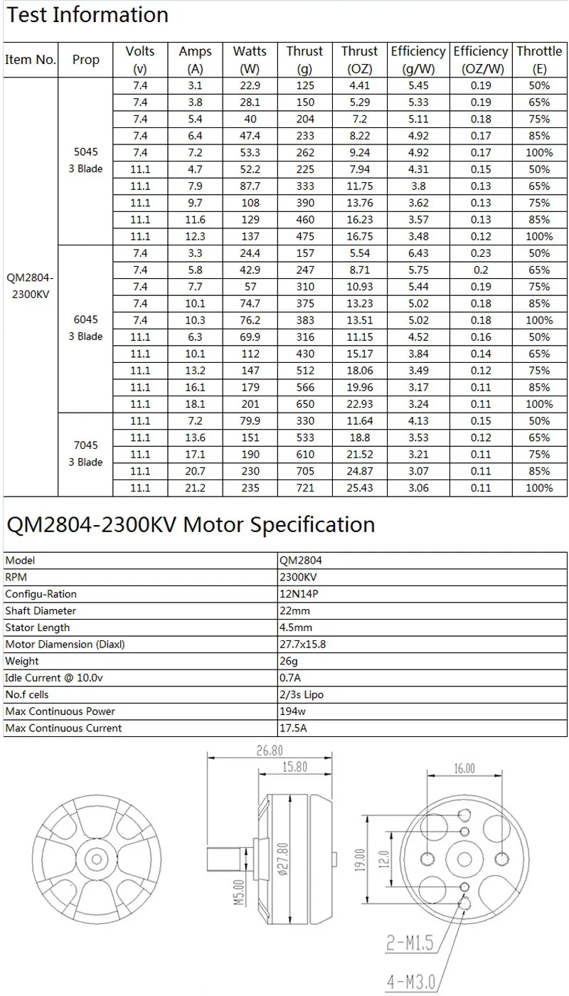 Le Todar Gold 2204 2300KV CW Brushless Motor for QAV250 ZMR250 Quadcopter