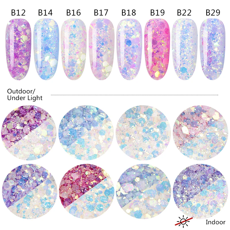 

RBAN NAIL 1g/Box Nail Glitter Flakes Sparkly 3D Hexagon Colorful Sequins Spangles Polish Manicure Nails Art Decorations
