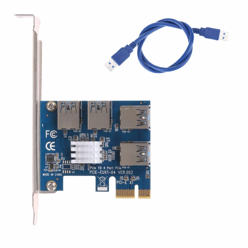 PCI E 1X To External 4 PCI E Slots Riser Card PCIe 1 To 4 PCI
