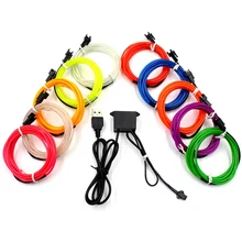 1M/3M/5M/10M 5V USB Neon Light Dance Party Car Decor Light Neon LED Lamp Flexible EL Wire Rope Tube Waterproof LED Strip