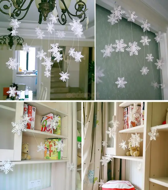 5 Pcs Kertas Snowflake Hiasan Gantung Garland Xmas Dekorasi Rumah 5 Pcs Kertas Snowflake Hiasan Gantung Garland Xmas Dekorasi Rumah Putih
