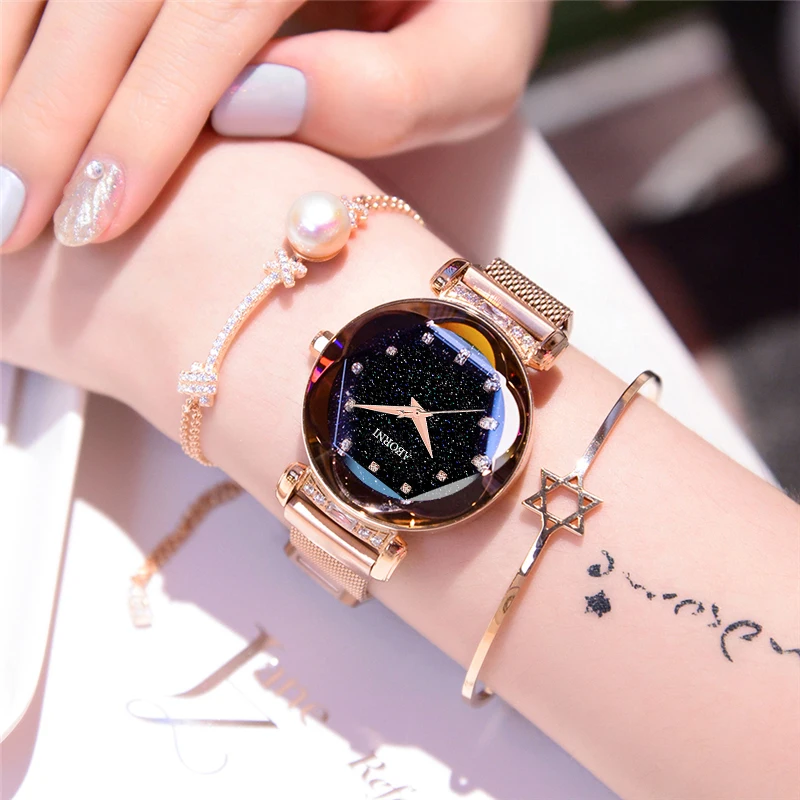 

2019 Unique Rose Gold Bracelet Women Watches Luxury Brand magnetic Stainless Steel Crystal Ladies Watch Female Christmas Gift