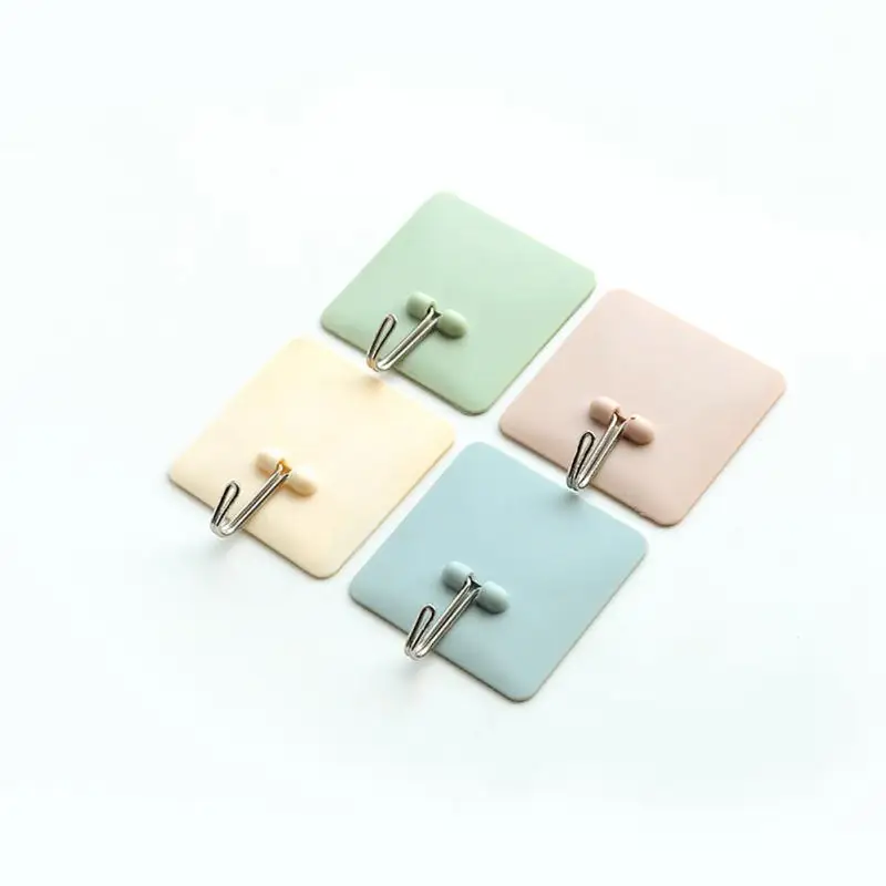 

4pcs Square Wall Hanger Kitchen Bath Hanging Hooks Seamless Strong Self Adhesive Door Bathroom Walls Towel Clothes Hook Hanger