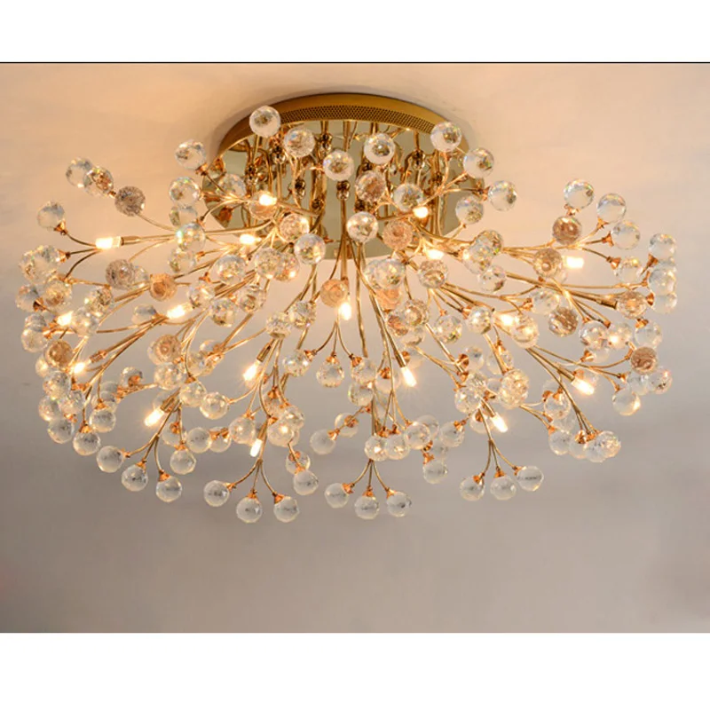 

ZX Europe Type Crystal Ceiling Lamp Circular Dining Room Living Room G4 LED Lighting Gold/Silver Flower Creative American Lamp
