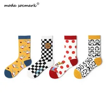 Moda Socmark брендовые летние счастливые носки женские модные трендовые забавные Женские носочки с героями мультфильмов милые Харадзюку носки для женщин