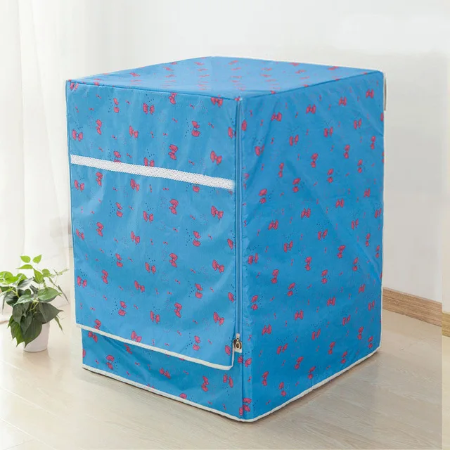 Light Blue Пылезащитный чехол с принтом бабочки синего цвета из ткани Оксфорд для домашнего барабана, защитный чехол для стиральной машины, роликовый ролик с отверстием спереди FC124 - Цвет: Light Blue