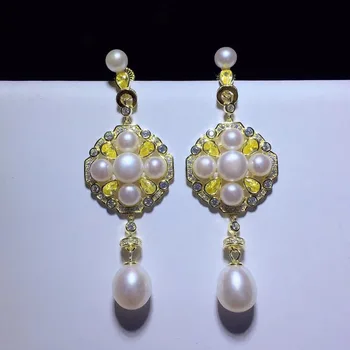 

Genuine Freshwater Pearl Drop Earrings S925 Sterling Silver Pearl Earrings Handmade Earrings Jewelry Lady Gifts