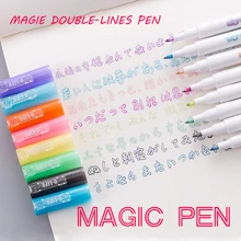Andstal Double Lines Art Markers Pen Out Line Pen Fine Liner Marker Fineliner Calligraphy Lettering Pen Color Scrapbooking Pens free shipping calligraphy brush lake pen line horse pen lines big
