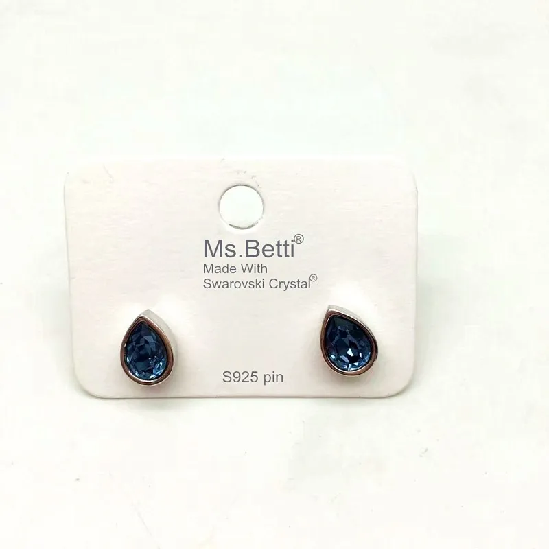 Женские серебряные серьги гвоздики с кристаллом swarovski Ms betti свадебные вечерние в