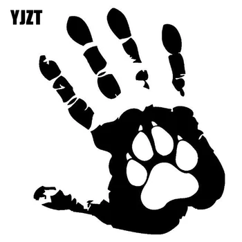 

YJZT 10.8CM*12.7CM The Palm Dog Funny Car India Offbeat Vinyl Sticker Decals Black/Silver C10-00187