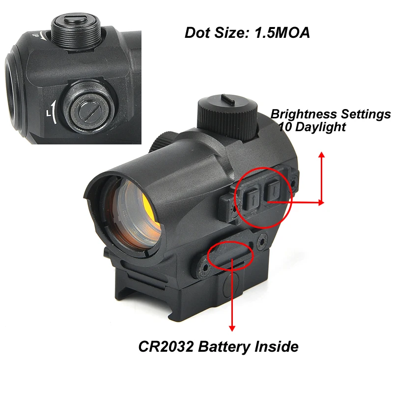 

New Red Dot CNC Machining 1.5AOA Dot Size with 1913 Rail Optional Quick Disconnect Hunting Scope for Shooting