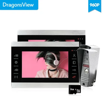 

Dragonsview 960P Video Intercom Doorbell with Camera 7 Inch Video Door Phone with 2 monitors Record Motion Alarm Call Transfer