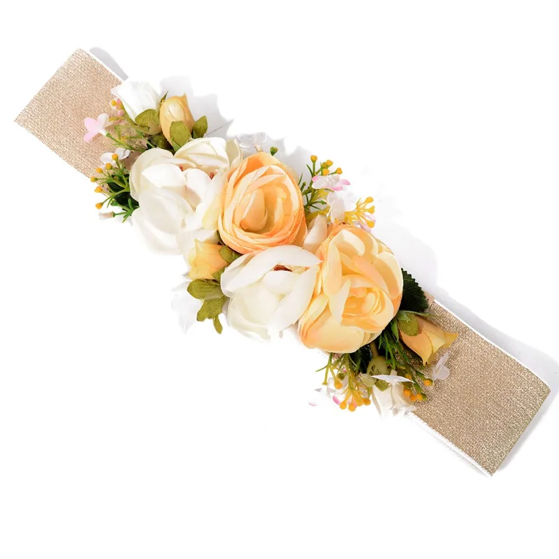 

IMIXLOT Sweet Romatic Lily Rose Flower Belt for Women Ladies Wedding Bohemia Fabric Waist Belt Accessories