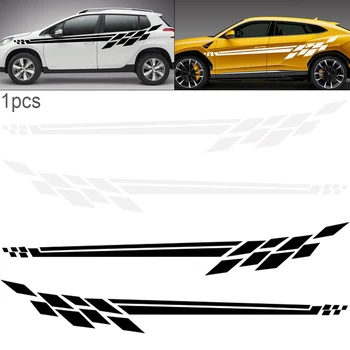 

310CM PVC 2 Colors Stripe Lattice Personality Car Racing Waist Line Mudguard Body Side Body Sticker