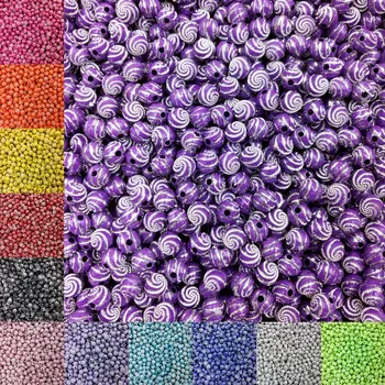 LNRRABC 8mm 100 piece/lot 8mm Screw Shiny Acrylic Round Ball Spacer Loose Beads for Bracelet Necklace Jewelry Making