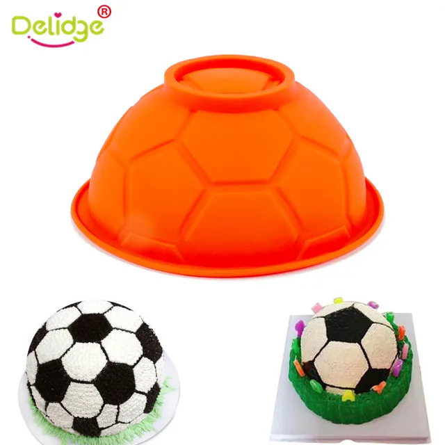 US $4.92 Delidge 3D Soccer Ball Silicone Cake Mold DIY Chocolate Football Sports Bowl Sugar Mould Pastry Can