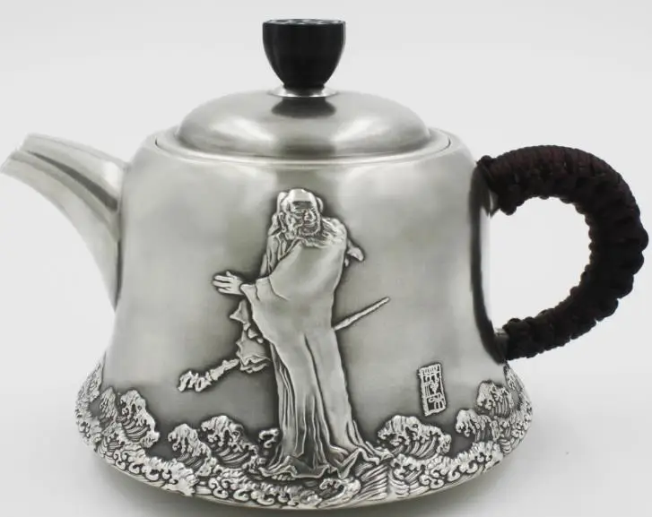 

S999 999 silver kettle Chinese style vintage Zen philosophy immortal craft artware
