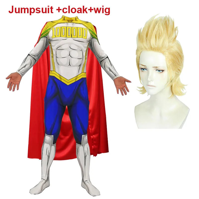 Coshome Boku no Hero Academy Lemillion Mirio Togata, костюм для косплея, All Might My Hero Academy, Мужской плащ-комбинезон набор париков - Цвет: Full set