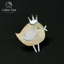 Lotus Fun реальные стерлингового серебра 925 природных ручной Fine Jewelry Прекрасная принцесса Птица Дизайн Броши Pin Broche для женщин